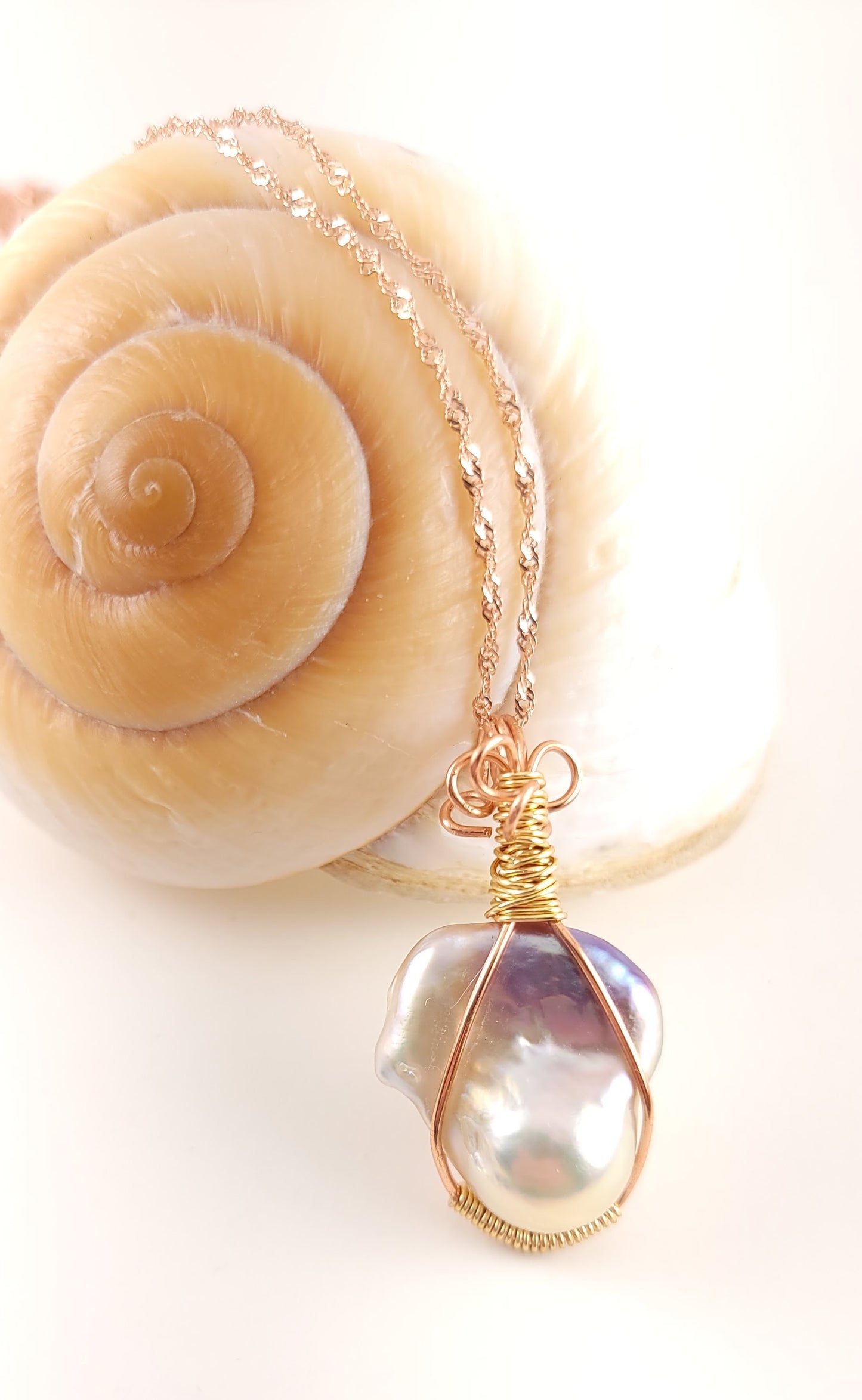 Beautiful Hand-wrapped Baroque Pendant