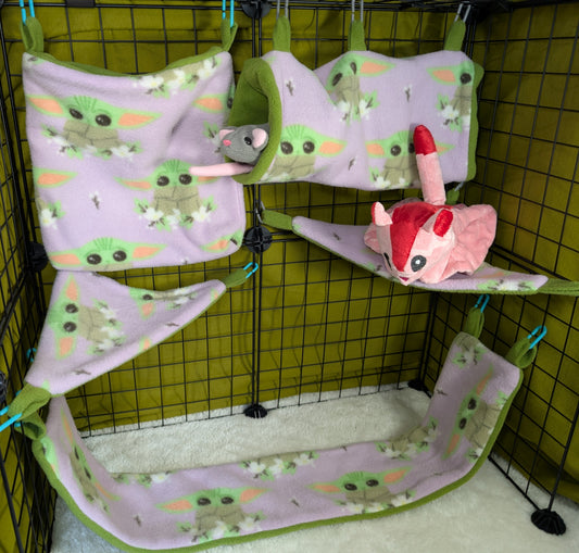 Star Wars Baby Yoda 5-Piece Fleece Cage Set for Sugar Gliders & Small Pets