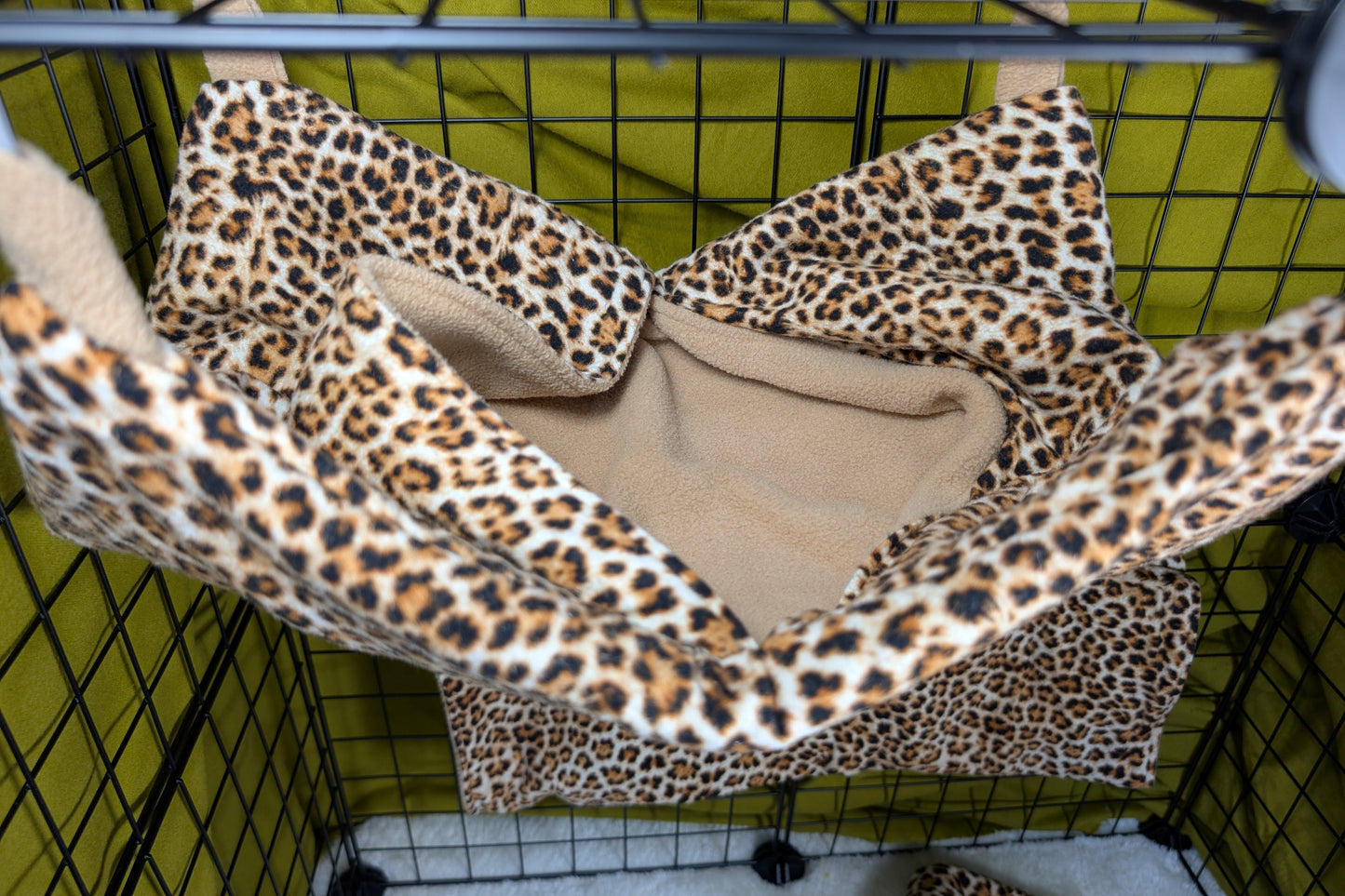 Leopard Print 3-Piece Cage Set for Small Mammals
