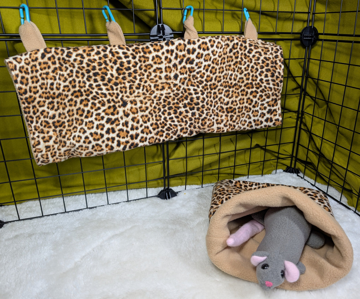 Leopard Print 3-Piece Cage Set for Small Mammals