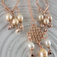 Chic Rose Gold Pearl Necklace, Earring set