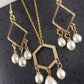 Modern Geometric Pearl Necklace, Earring set