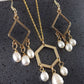 Modern Geometric Pearl Necklace, Earring set