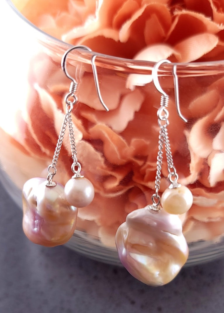 Whimsical Dangling Baroque Pearl Earrings
