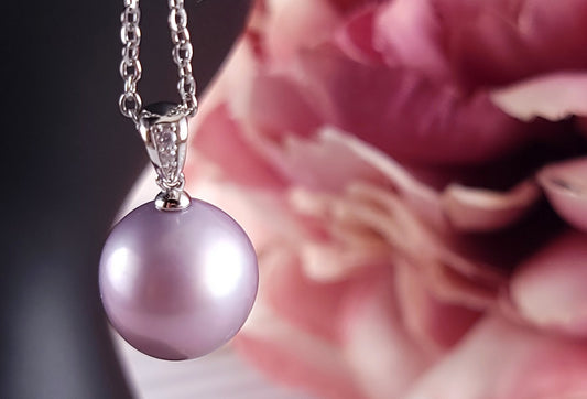 Simple Lavender Pearl and CZ Pendant