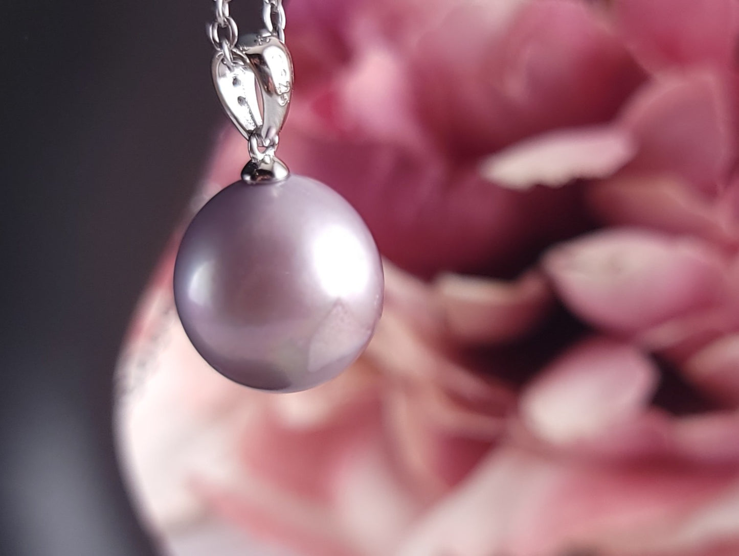 Simple Lavender Pearl and CZ Pendant