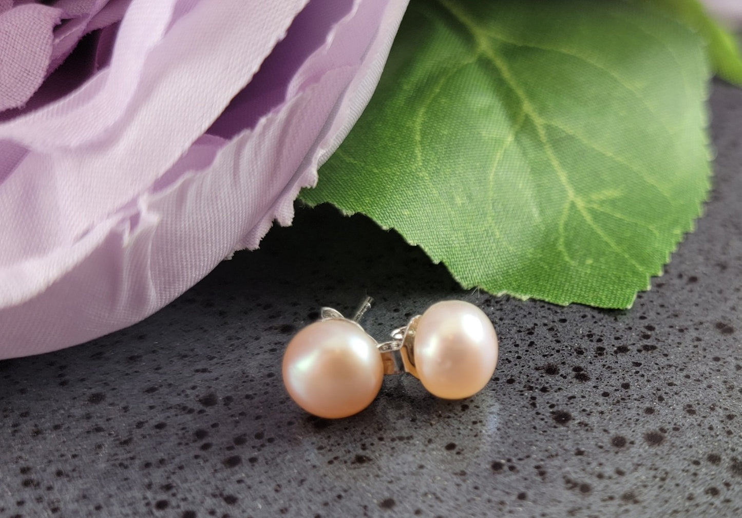 Classic Champagne Pearl Stud Earrings