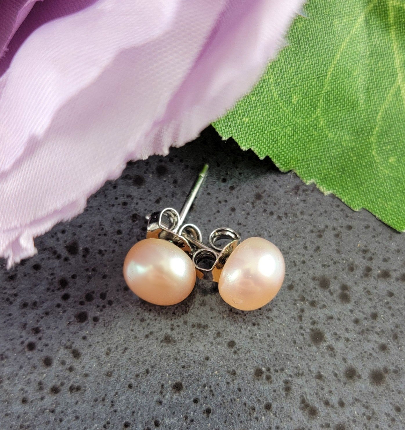 Classic Champagne Pearl Stud Earrings