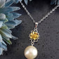 Delicate Gold Flower Pearl Pendant