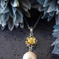 Delicate Gold Flower Pearl Pendant