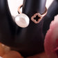 Charming Pearl and Clover Rose Gold Ring