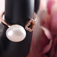 Charming Pearl and Clover Rose Gold Ring
