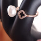 Charming Pearl and Clover Rose Gold Ring